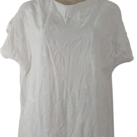 Vintage Silky Line Womens Maxi Dress White Floral Embroidered Cottagecore M - Picture 2 of 3